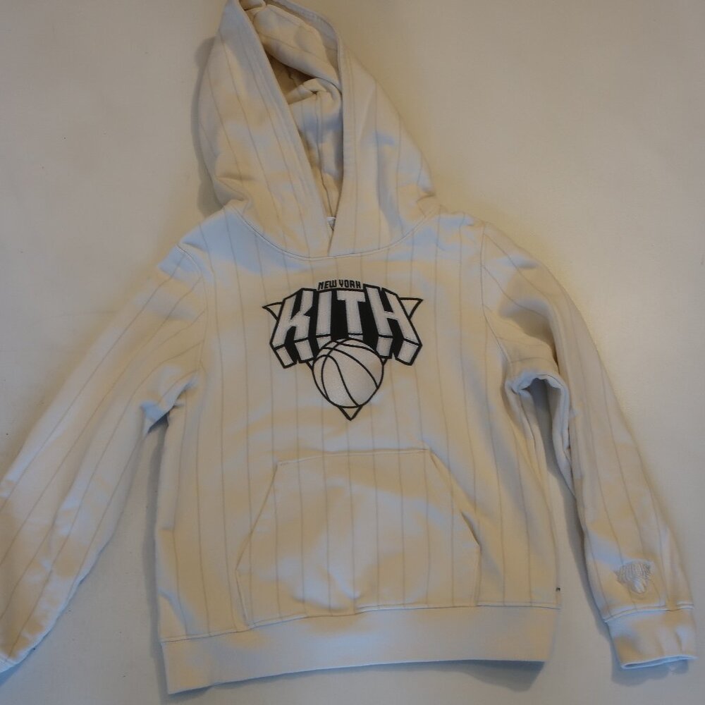 Kith Knicks boys Cream Hoodie with Black Logo